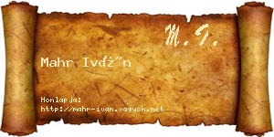 Mahr Iván névjegykártya